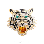 PENDRA Emerald Eye Tiger Head Brooch