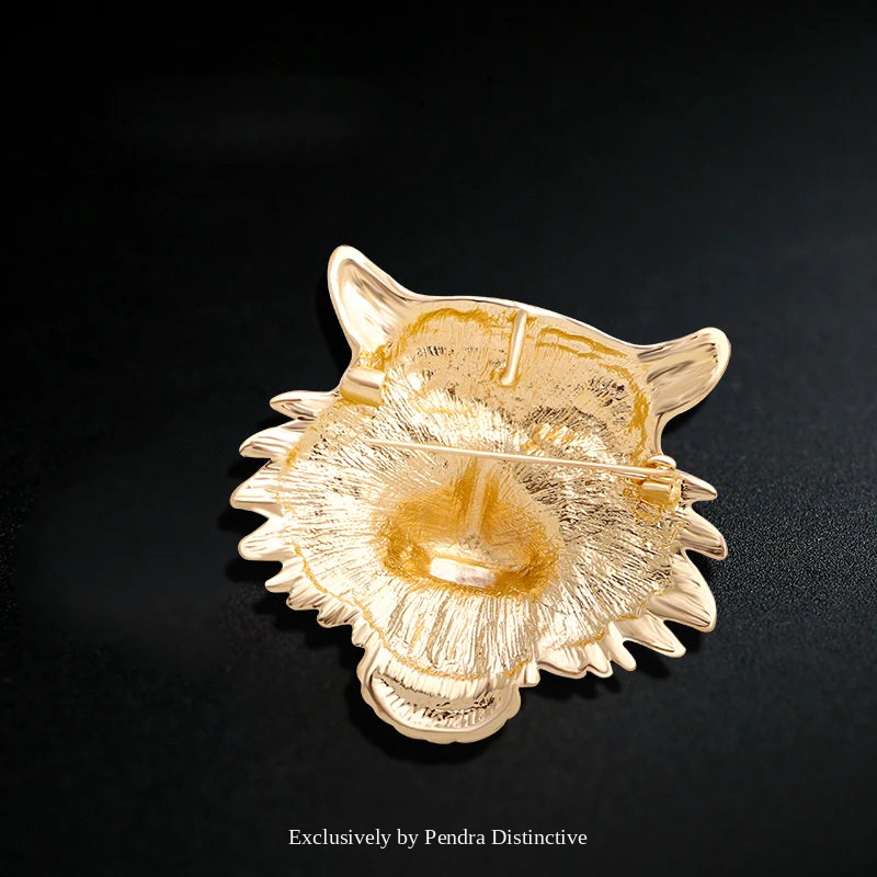 PENDRA Emerald Eye Tiger Head Brooch