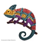 PENDRA Emerald Gecko Rhinestone Animal Brooch