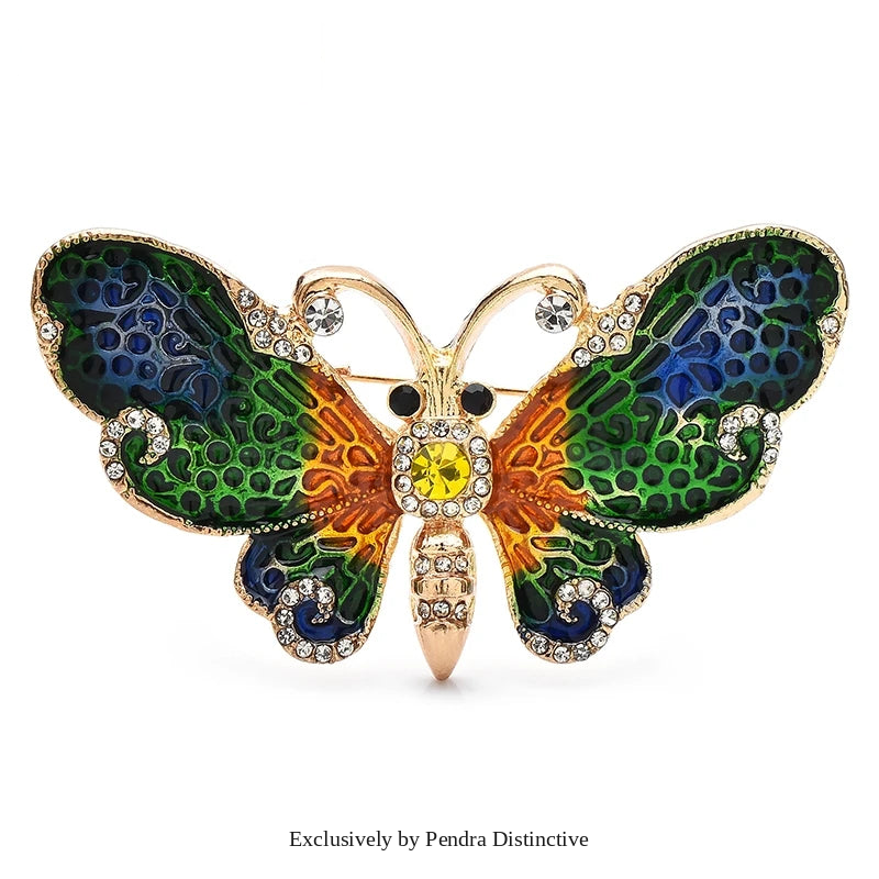 PENDRA Enamel Butterfly Brooch