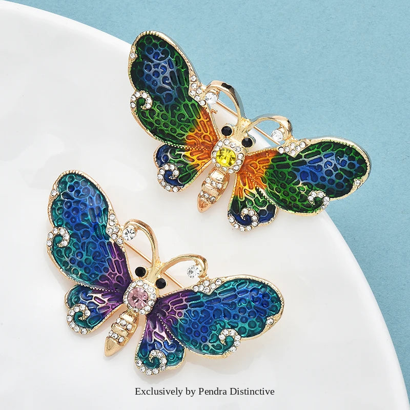 PENDRA Enamel Butterfly Brooch