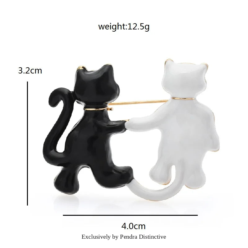 PENDRA Enamel Cat Brooch