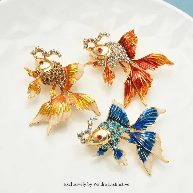 PENDRA Enamel Fish Brooch