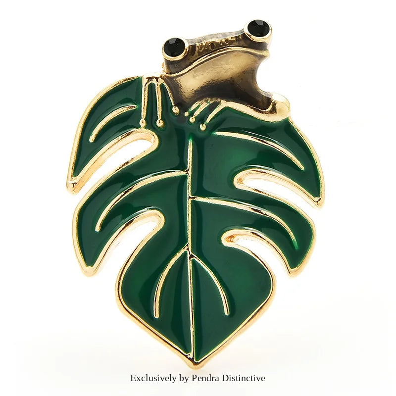 PENDRA Enamel Frog Brooch