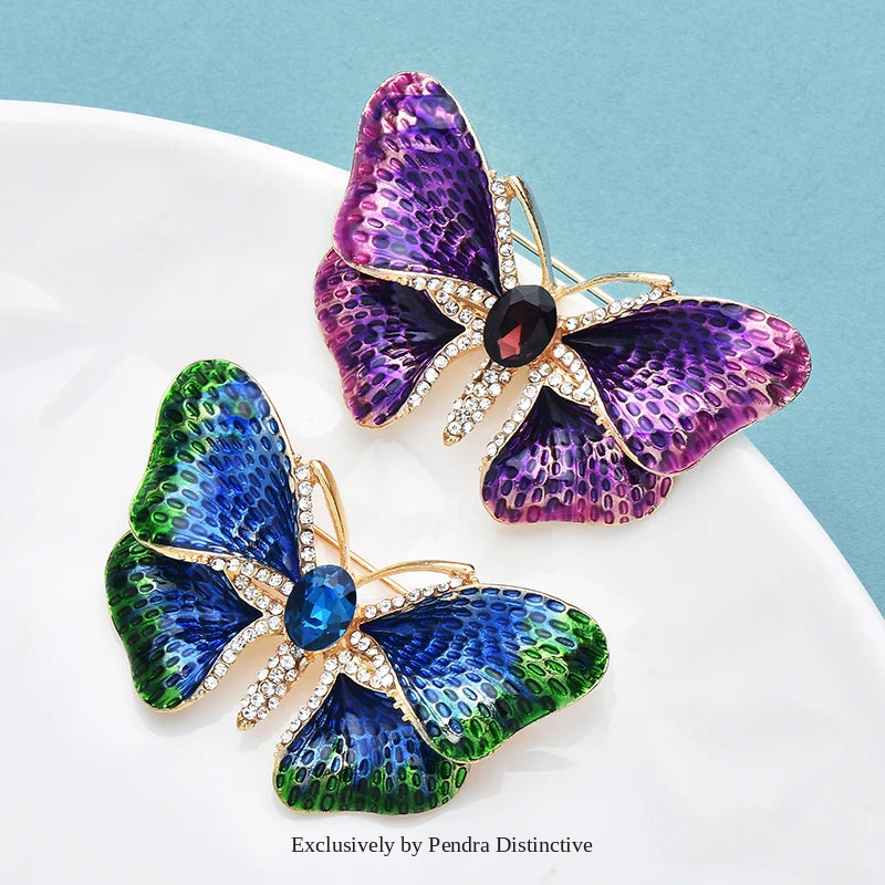 PENDRA Enamel Gradient Butterfly Brooch