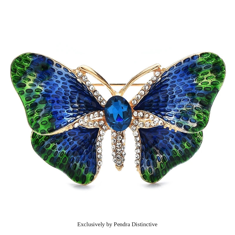 PENDRA Enamel Gradient Butterfly Brooch
