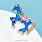 PENDRA Enamel Horse Raising Legs Brooch