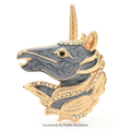 PENDRA Enamel Icorn Unicorn Horse Brooch