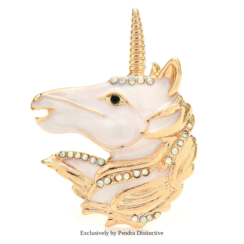 PENDRA Enamel Icorn Unicorn Horse Brooch