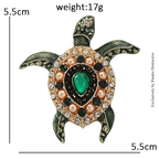PENDRA Enamel Sea Turtle Rhinestone Brooch