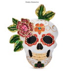 PENDRA Lovely Enamel Skull Brooch
