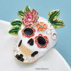 PENDRA Lovely Enamel Skull Brooch