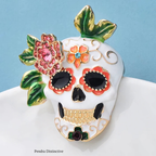 PENDRA Lovely Enamel Skull Brooch