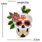 PENDRA Lovely Enamel Skull Brooch