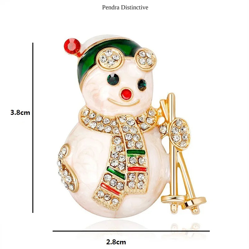 PENDRA Lovely Enamel Snowman Brooch