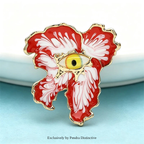 PENDRA Eyeflora Enamel Flower Eye Brooch
