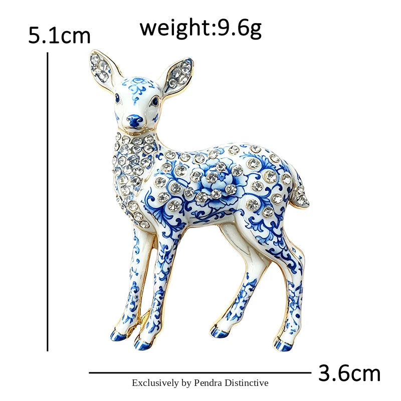 PENDRA Fawn Rhinestone Deer Brooch