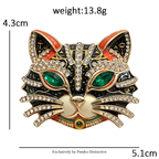 PENDRA Feline Rhinestone Enamel Cat Brooch
