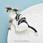 PENDRA Fishbone Cat Enamel Animal Brooch