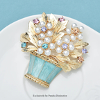 PENDRA Fleuris Luxury Pearl Flower Pot Brooch