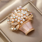 PENDRA Fleuris Luxury Pearl Flower Pot Brooch