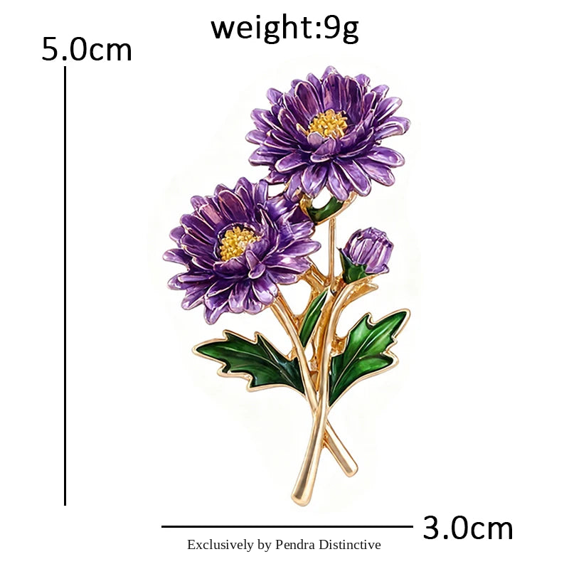PENDRA Flora September Birthday Enamel Flower Brooch