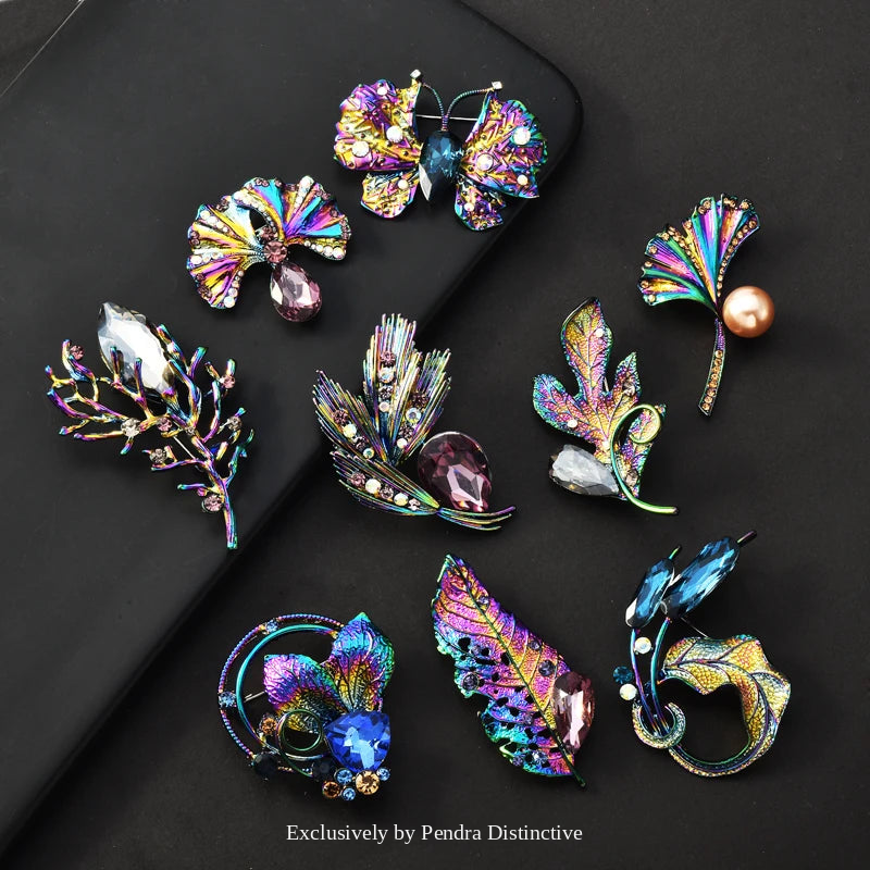 PENDRA Floracircle Crystal Circle Flower Brooch