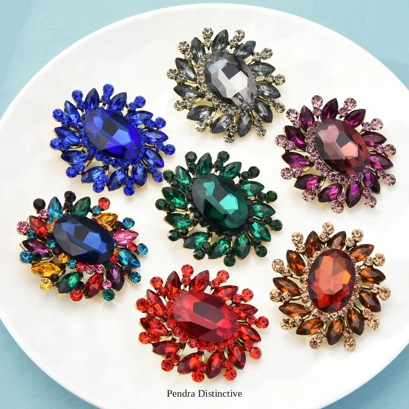 PENDRA Floracircle Crystal Round Flower Brooch