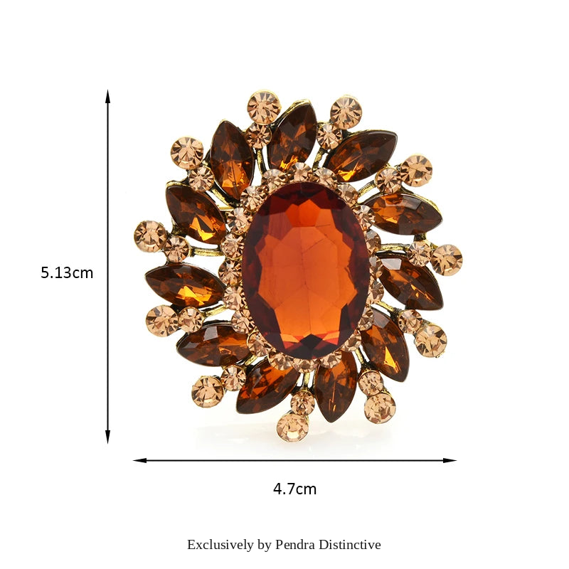 PENDRA Floracircle Crystal Round Flower Brooch