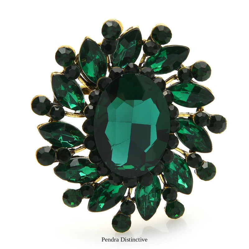 PENDRA Floracircle Crystal Round Flower Brooch