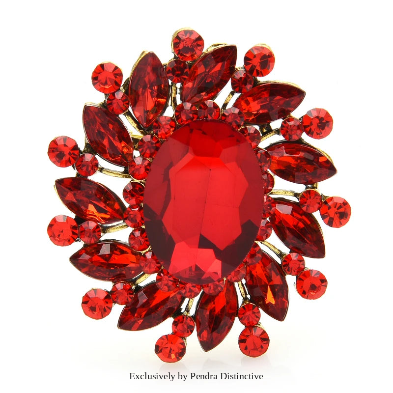 PENDRA Floracircle Crystal Round Flower Brooch