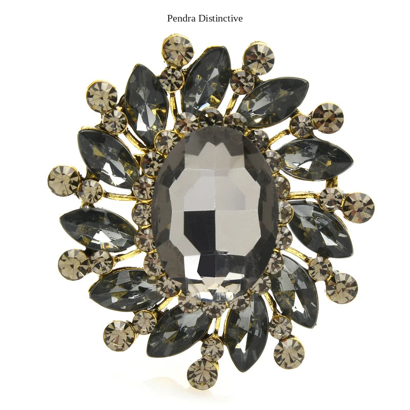 PENDRA Floracircle Crystal Round Flower Brooch