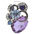 PENDRA Floracircle Round Crystal Flower Brooch