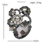 PENDRA Floracircle Round Crystal Flower Brooch