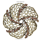 PENDRA Floracircle Vintage Rhinestone Round Flower Brooch