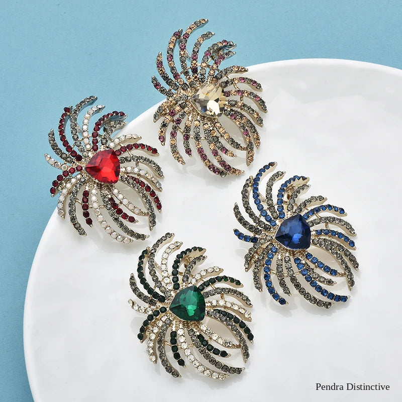 PENDRA Floracrystal Vintage Crystal Flower Brooch