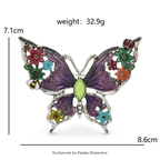 PENDRA Floral Butterfly Enamel Brooch