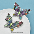 PENDRA Floral Butterfly Enamel Brooch