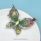 PENDRA Floral Butterfly Enamel Brooch