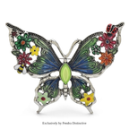 PENDRA Floral Butterfly Enamel Brooch