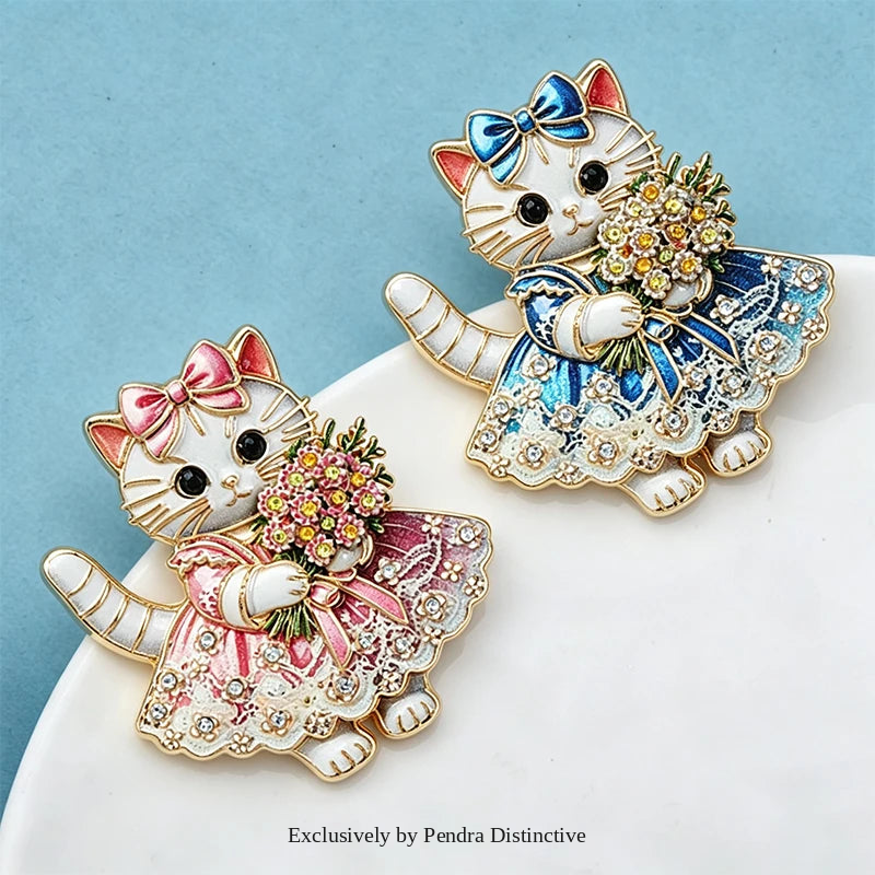 PENDRA Floral Cat Dress Brooch