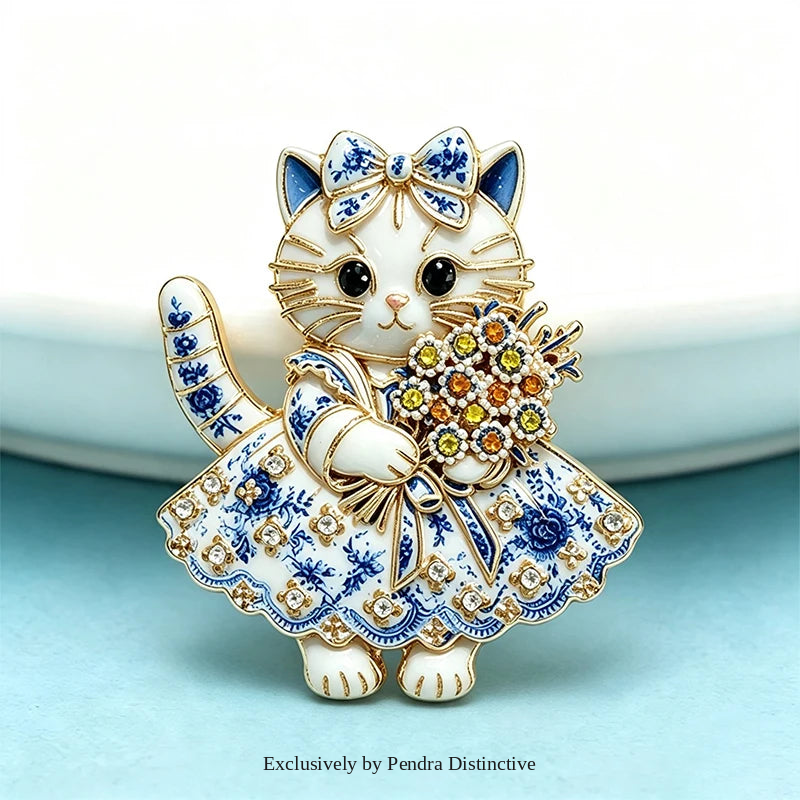 PENDRA Floral Cat Dress Brooch