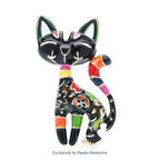 PENDRA Floral Cat Enamel Brooch