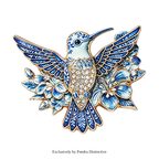 PENDRA Floral Hummingbird Rhinestone Brooch