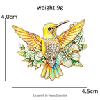 PENDRA Floral Hummingbird Rhinestone Brooch