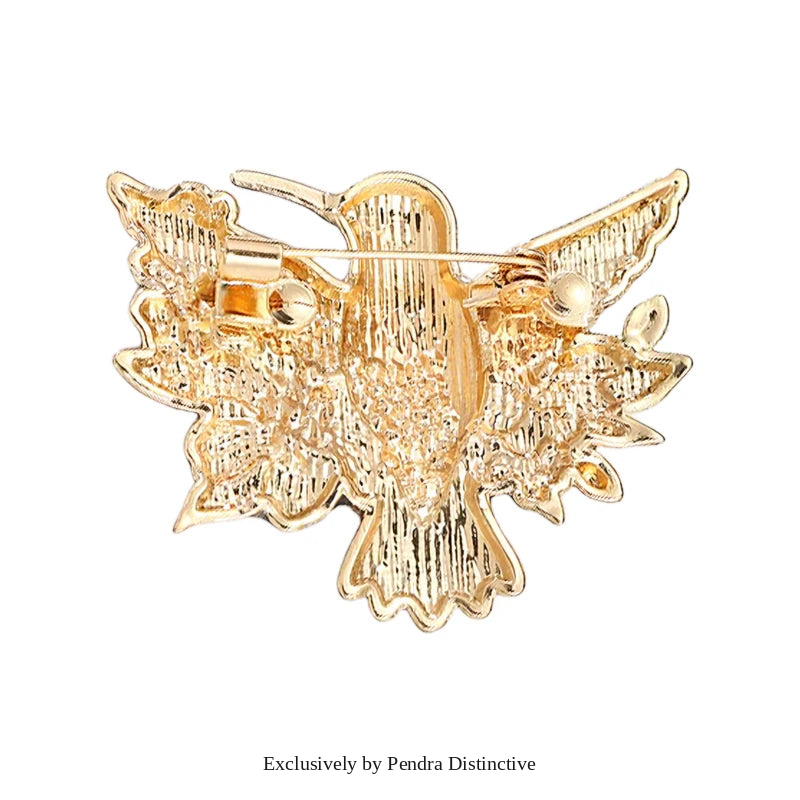 PENDRA Floral Hummingbird Rhinestone Brooch