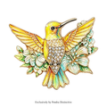PENDRA Floral Hummingbird Rhinestone Brooch