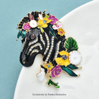PENDRA Floral Zebra Enamel Animal Brooch
