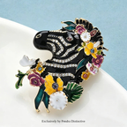 PENDRA Floral Zebra Enamel Animal Brooch