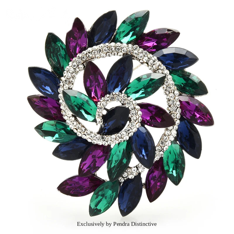 PENDRA Floraspark Big Crystal Flower Brooch